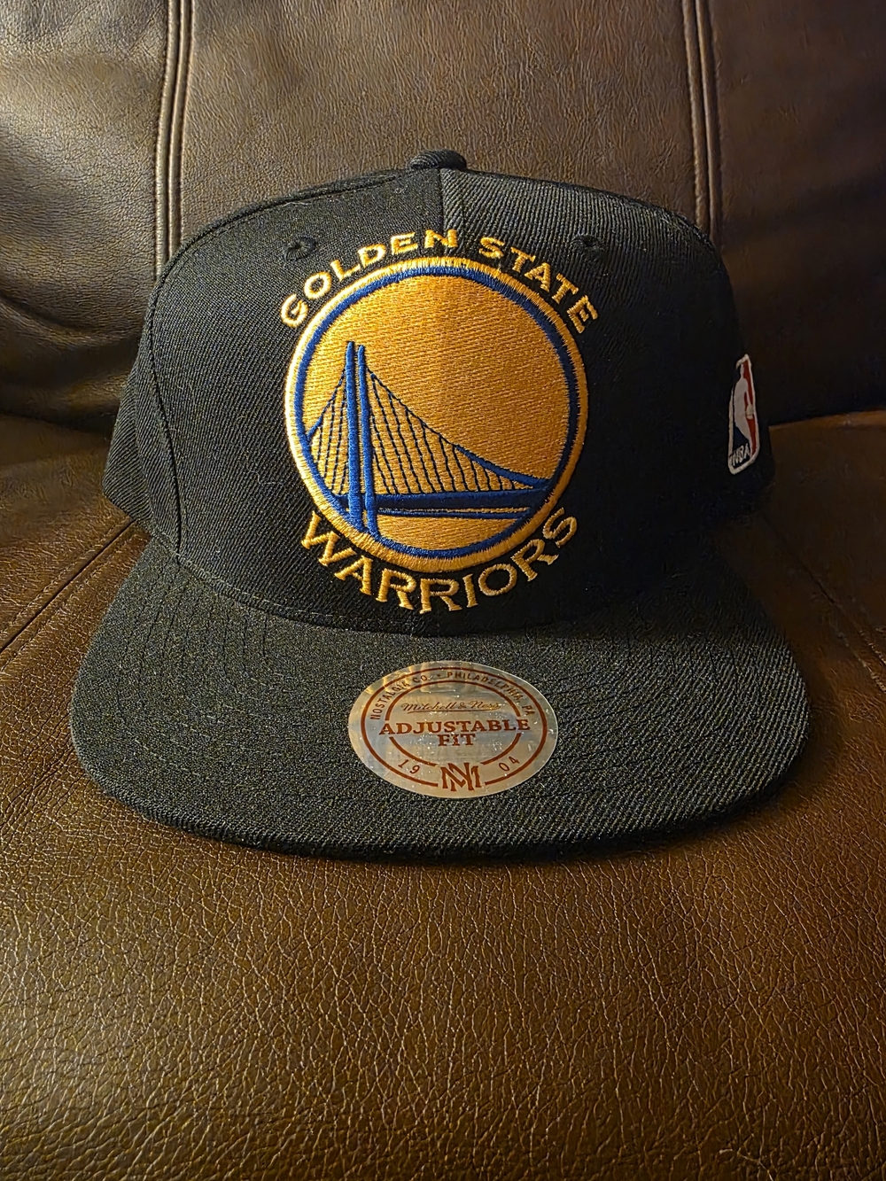 Mitchell & Ness Black Snapback Hat with Green Undervisor